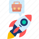 rocket, launch, space, ship, briefcase