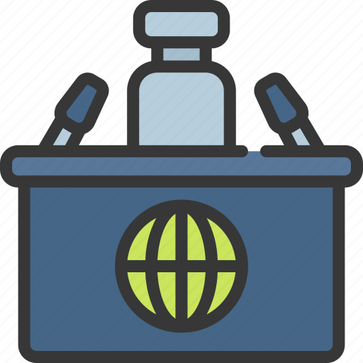 News, presenter, desk, press, reporter, globe icon - Download on Iconfinder