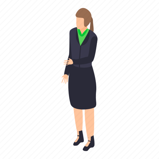 Business, businesswoman, cartoon, girl, isometric, office, person icon - Download on Iconfinder