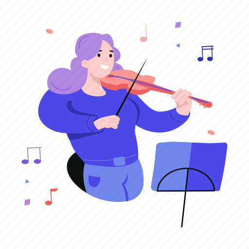 Student, playing, violin, class, school, education, music illustration - Download on Iconfinder