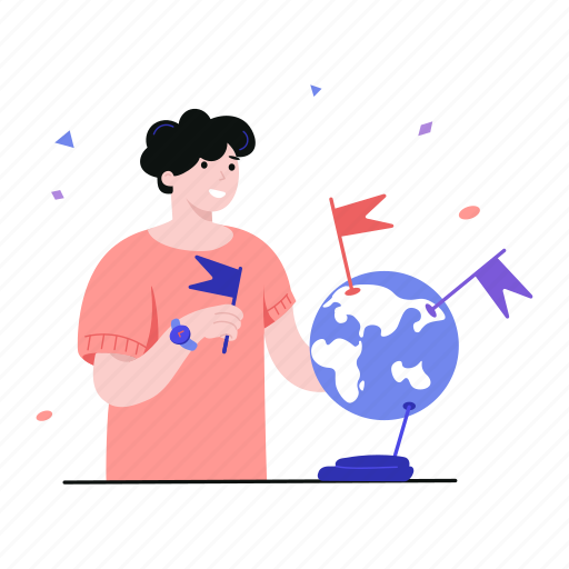 Student, studying, geography, globe, global, earth, world illustration - Download on Iconfinder