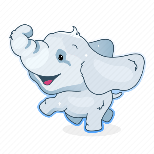 Kawaii, elephant, happy, smiling, enjoying illustration - Download on Iconfinder