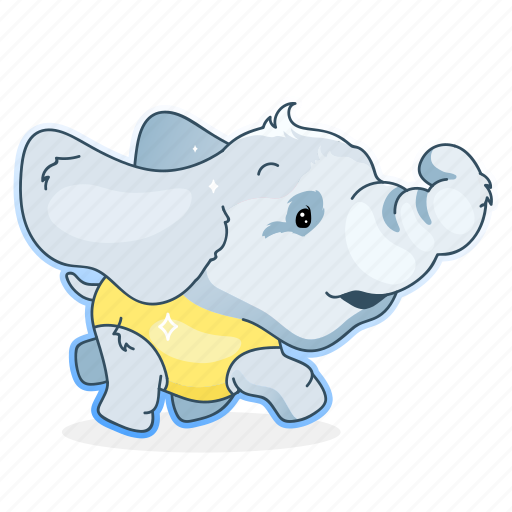 Kawaii, elephant, running, sportswear, swimsuit illustration - Download on Iconfinder