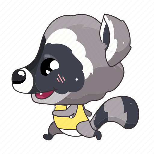 Kawaii, raccoon, running, jogging, sprint illustration - Download on Iconfinder