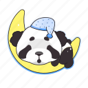 kawaii, panda, bear, sleeping, moon 