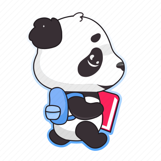 Kawaii, panda, bear, school, book, backpack illustration - Download on Iconfinder