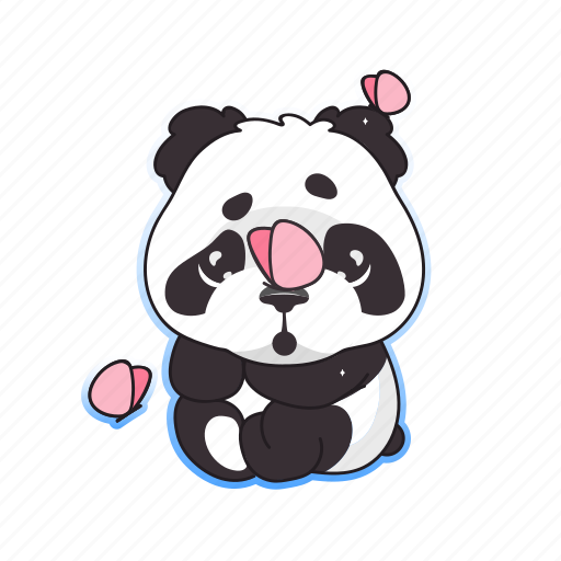 Kawaii, panda, bear, cute, play, butterfly illustration - Download on Iconfinder