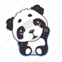 kawaii, panda, bear, wave, hand, hello 