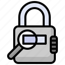 padlock, magnifying, glass, search, security, loupe