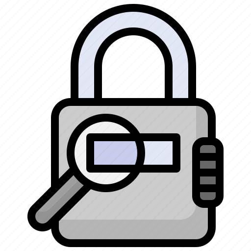 Padlock, magnifying, glass, search, security, loupe icon - Download on Iconfinder