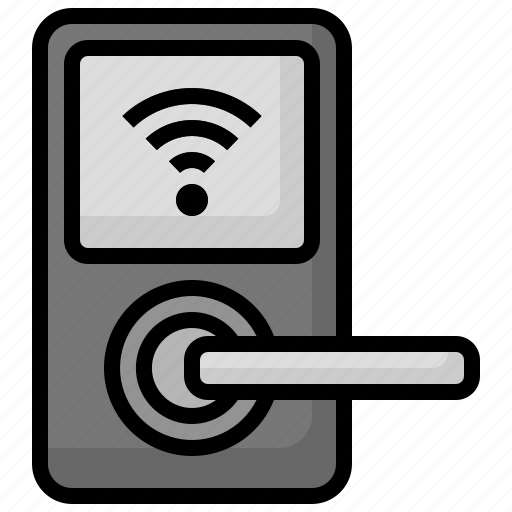 Smart, lock, home, door, handle, wifi, signal icon - Download on Iconfinder