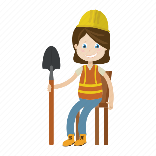 Engineer, girl, labour, shovel icon - Download on Iconfinder
