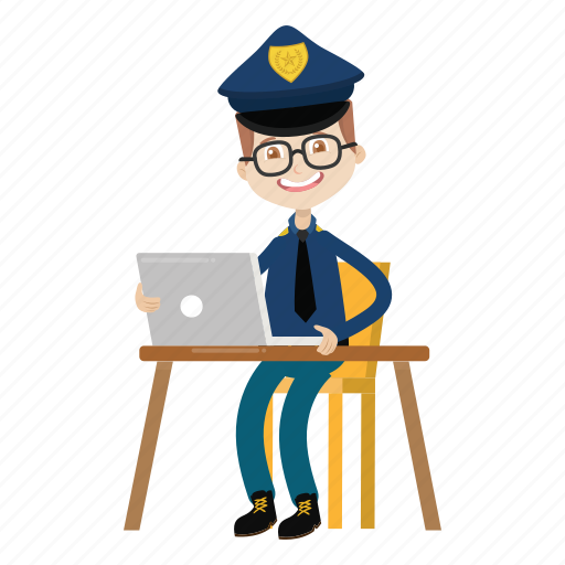 Computer, officer, police, working icon - Download on Iconfinder