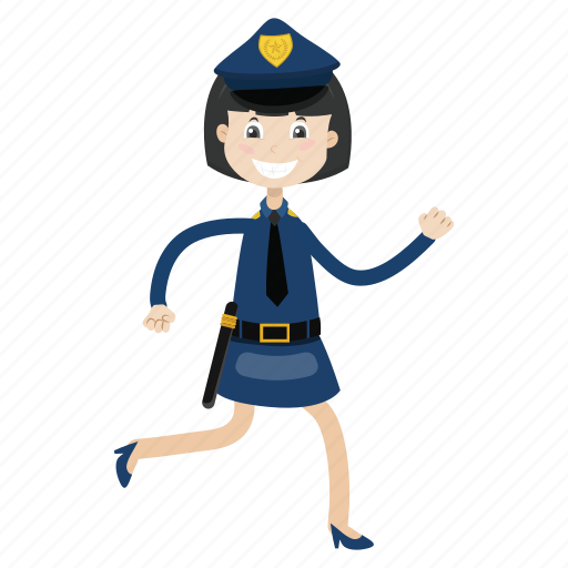 Girl, officer, police, running icon - Download on Iconfinder