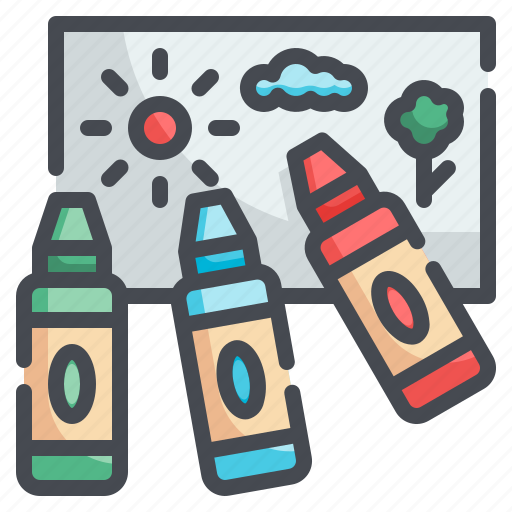 Crayons, draw, stationery, painting, art icon - Download on Iconfinder