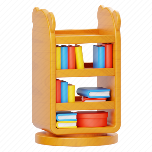 Bookshelf, 1 3D illustration - Download on Iconfinder