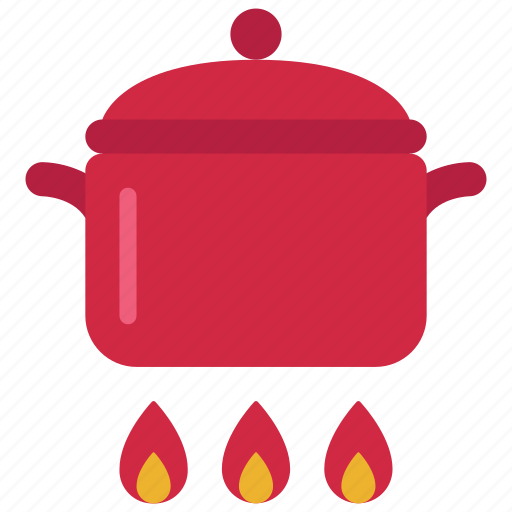 Pot, over, flames, boiling, hob icon - Download on Iconfinder