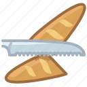 baguette, bread knife, cooking, knife, pastry 