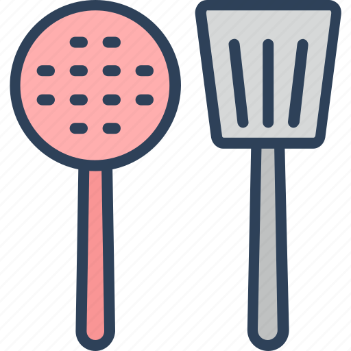 Cooking spoons, cutlery, kitchen, skimmer spoon, spatula icon - Download on Iconfinder