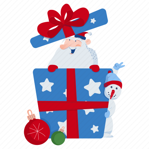 Santa, gift, present, christmas, holiday, snow, winter illustration - Download on Iconfinder