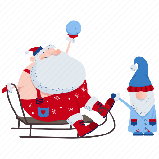 Santa, played, snowball, christmas, xmas, gnome, snowflake illustration - Download on Iconfinder