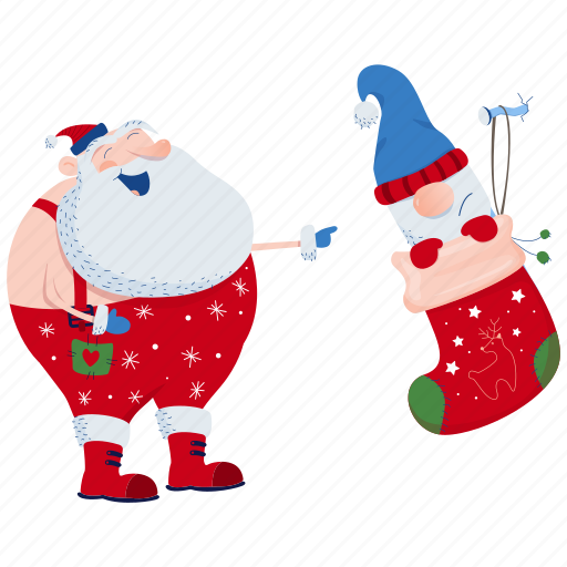 Santa, christmas, sock, xmas, decoration, gift, gnome illustration - Download on Iconfinder