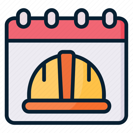Calendar, date, helmet, construction, hat, day, labor icon - Download on Iconfinder