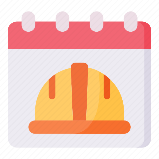 Calendar, date, helmet, construction, hat, day, labor icon - Download on Iconfinder