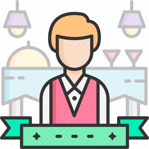 Waiter, restaurant, food service, uniform, staff icon - Download on Iconfinder