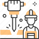 jackhammer, labor, pneumatic, drill, machine