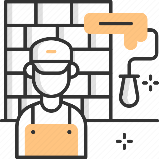 Painter, bricks, brick wall, worker, labor icon - Download on Iconfinder