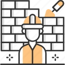 builder, brick wall, craftsman, wall, brick