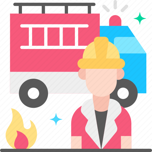Fireman, engine, fire, truck icon - Download on Iconfinder