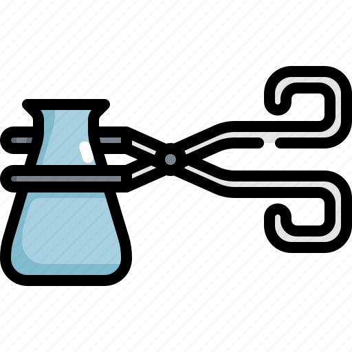 Flask, lab, research, science, scientific, tong, tongs icon - Download on Iconfinder