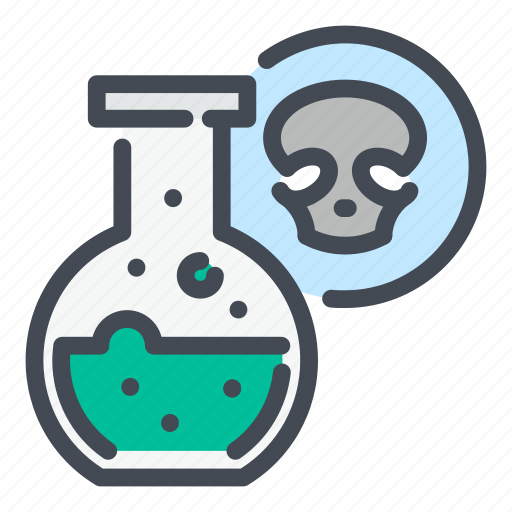 Flask, test, chemistry, laboratory, poison, danger, skull icon - Download on Iconfinder