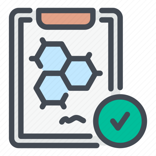 Clipboard, chemistry, laboratory, formula, tick, check, mark icon - Download on Iconfinder