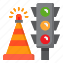 cone, direction, light, road, sign, traffic