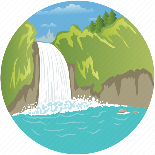 Clouds, greenery, landscape, mountain, nature, river, waterfall icon - Download on Iconfinder