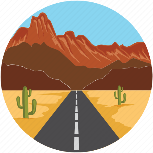 Cactus, cityscape, desert, hills, landscape, mountains, road icon - Download on Iconfinder