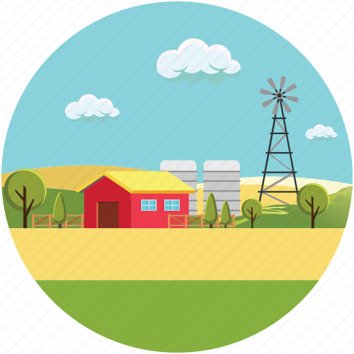 Clouds, farmhouse, garden, hut, landscape, town, village icon - Download on Iconfinder