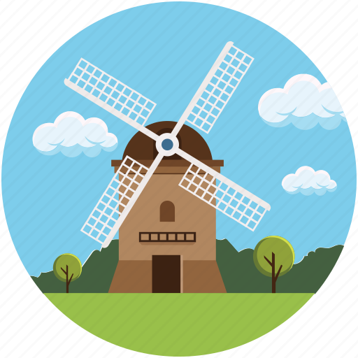 Building, ecology, industry, landscape, mill, turbine, windmill icon - Download on Iconfinder