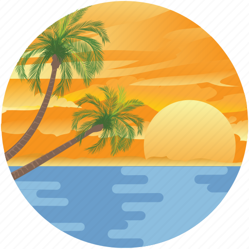 Beach sand, landform, landscape, ocean, sea, sun, trees icon - Download on Iconfinder