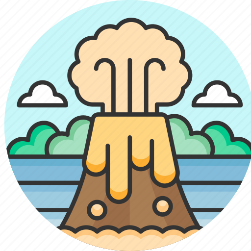 Volcano, natural disaster, eruption, lava, smoke, explosion, nature icon - Download on Iconfinder