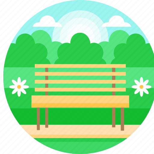 Bench, park, landscape, seat, trees, leisure, chair icon - Download on Iconfinder