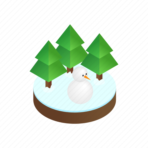 Forest, isometric, snow, snowman, tree, winter, wood icon - Download on Iconfinder