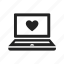 heart, laptop, notebook, screen, favorite, computer, love 