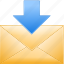 download emails, get mail, inbox, income, letter, message, receive post 