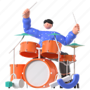 drum, drummer, music festival, concert, music, band, musician, 3d character, party