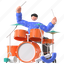 drum, drummer, music festival, concert, music, band, musician, 3d character, party 