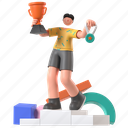 podium, trophy, winner, sports competition, sport, 3d character, game, athlete, hobby